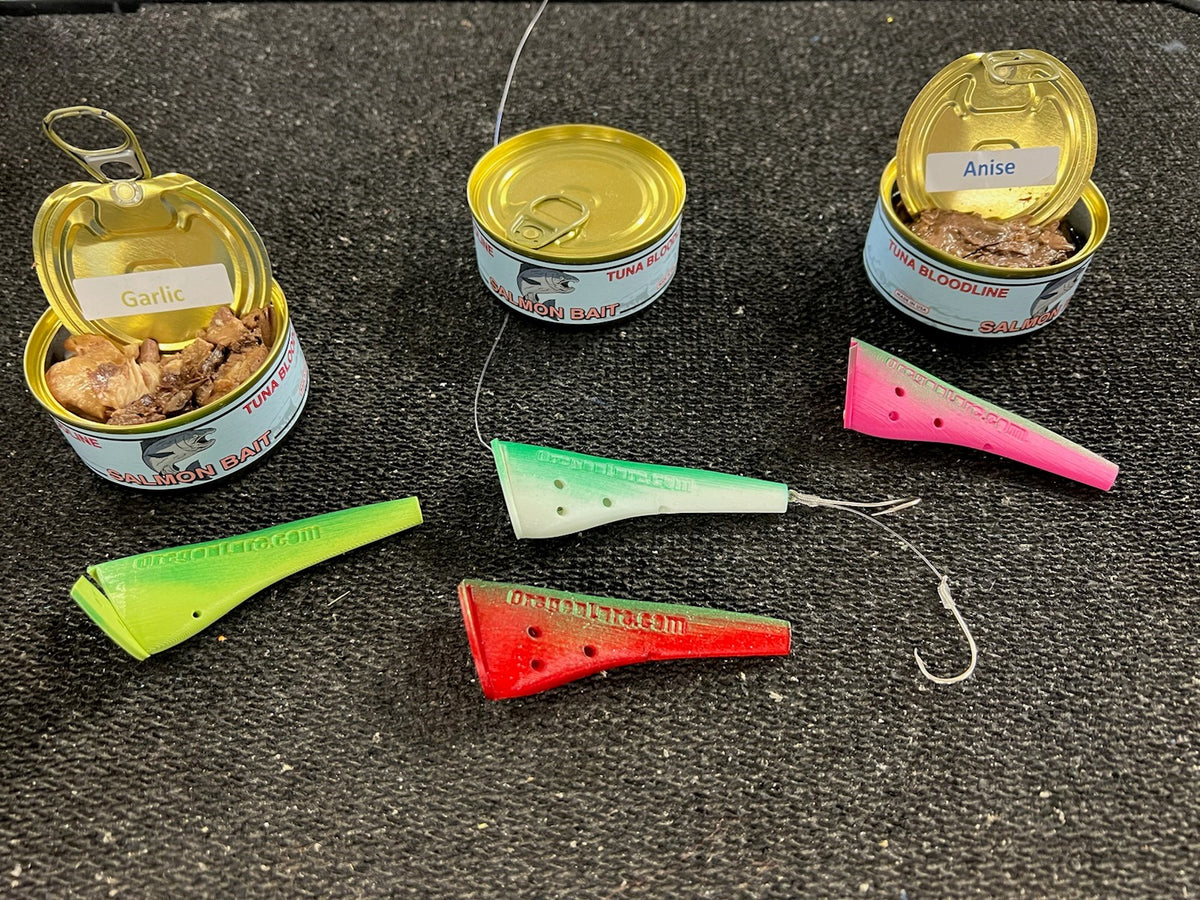 The Best Salmon Lure Bait (Six 3oz. cans in natural tuna oil) – Crustacean Sensation Baiting Products