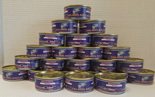 Mackerel (Case of 24, 3oz. cans of salmon lure bait)