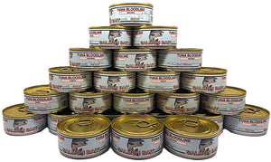 Mixed Case of Salmon/Steelhead Bait in natural and scented 3 oz. cans of tuna bloodline.